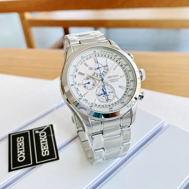 Seiko Neo Classic Chronograph White Dial Men’s Watch- SPC123P1